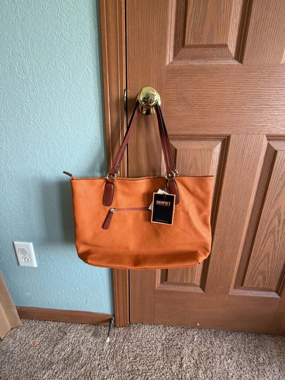 Diophy Los Angeles Faux Leather Tote Bag with Tassel Detail